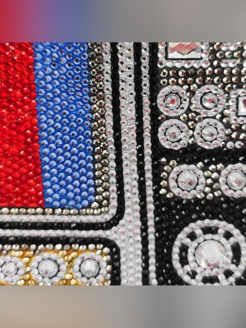 Crystal TV Test Pattern Clutch in Multicolor Rhinestones - Picture 3 of 9